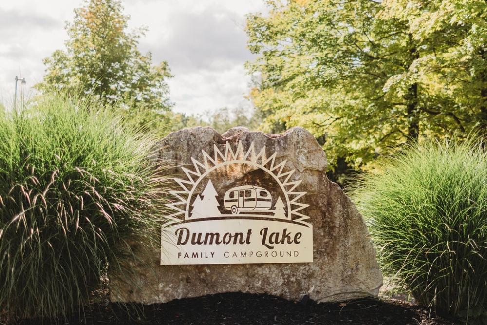 Welcome sign at Dumont Lake Campground