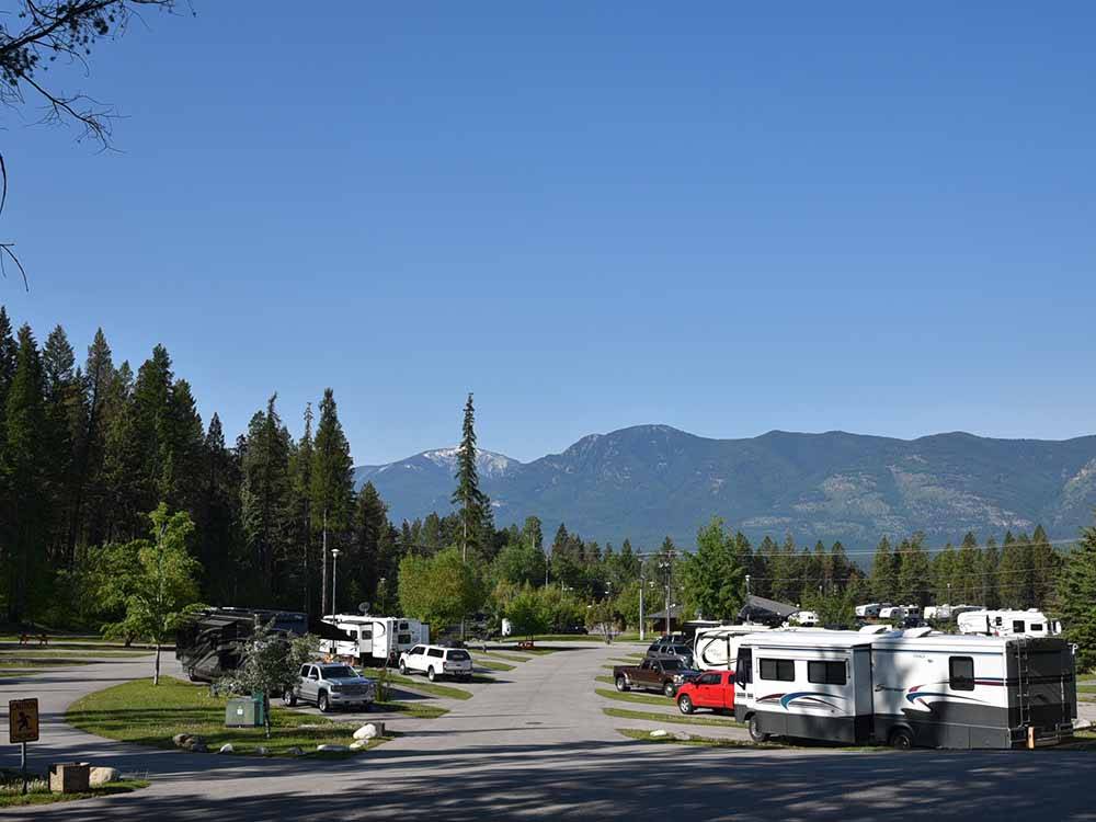 An aerial view of the campground at FAIRMONT HOT SPRINGS RESORT