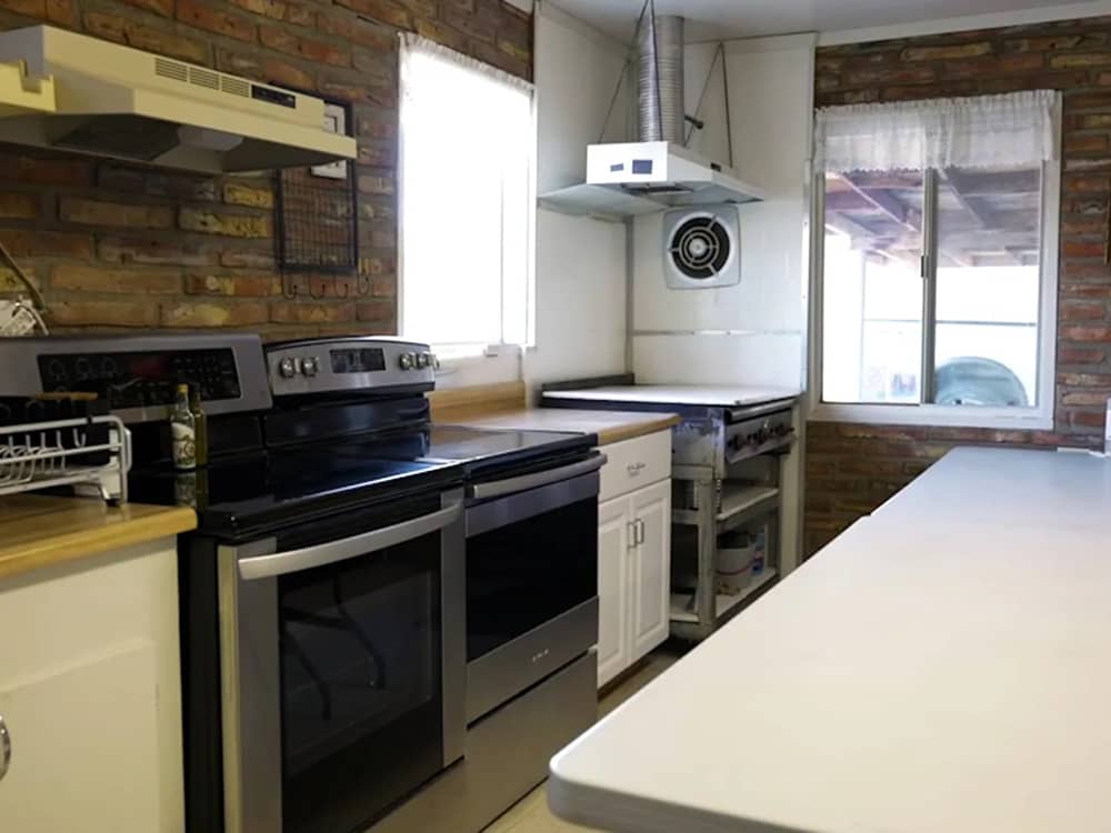 The communal kitchen