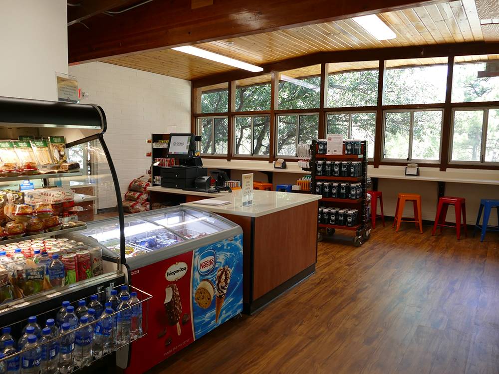 Beverages and snacks at store