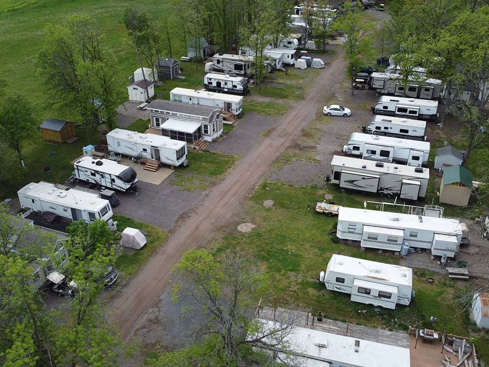 A variety of RVs parkded at sites