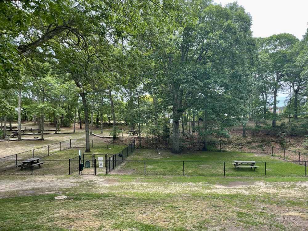 An aerial view of the fenced in dog run at ATLANTIC OAKS