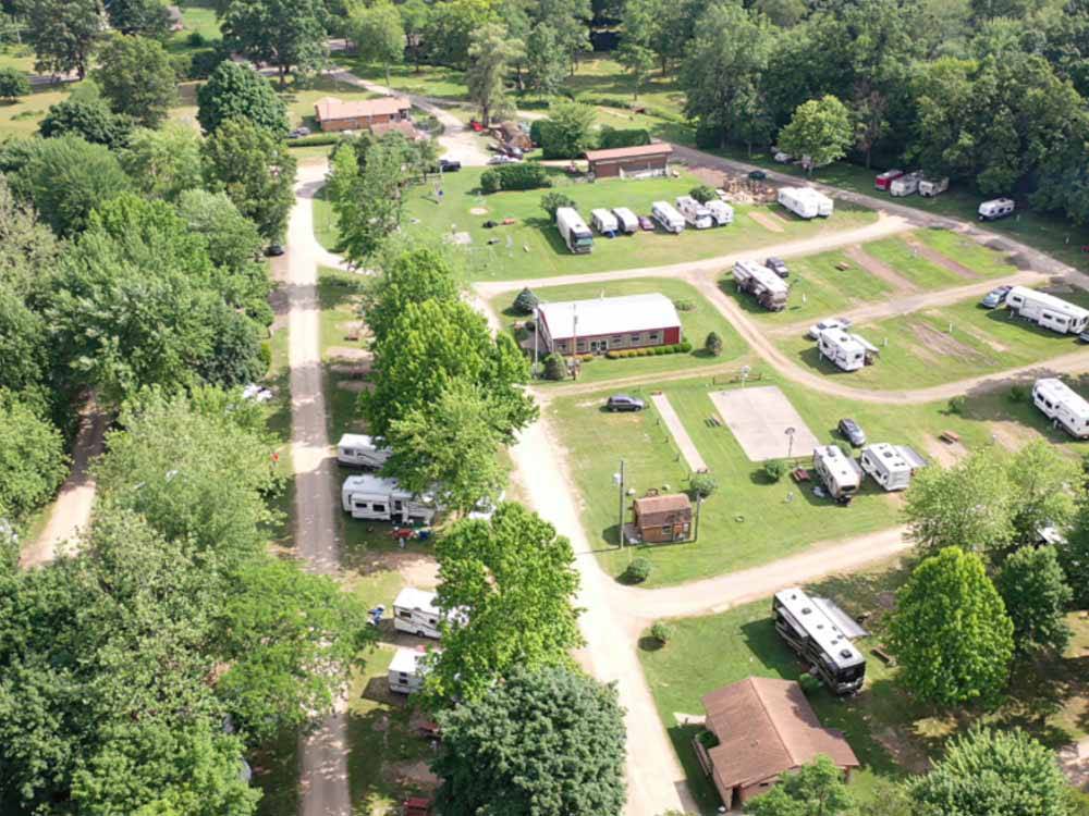 An aerial view of the campsites at SPAULDING LAKE CAMPGROUND