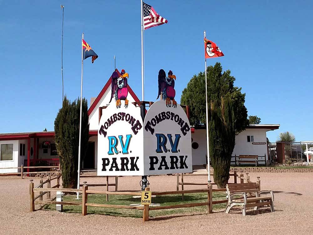 Sign at entrance to RV park at TOMBSTONE RV PARK