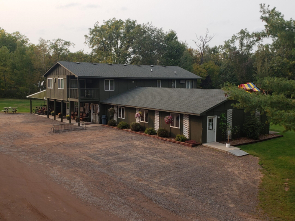 Aerial view of the office at St Croix River Resort