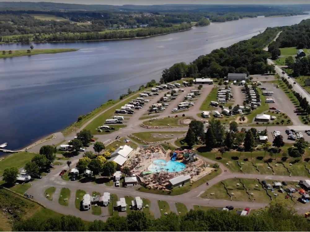 An aerial view of the campground at HARTT ISLAND RV RESORT & WATERPARK