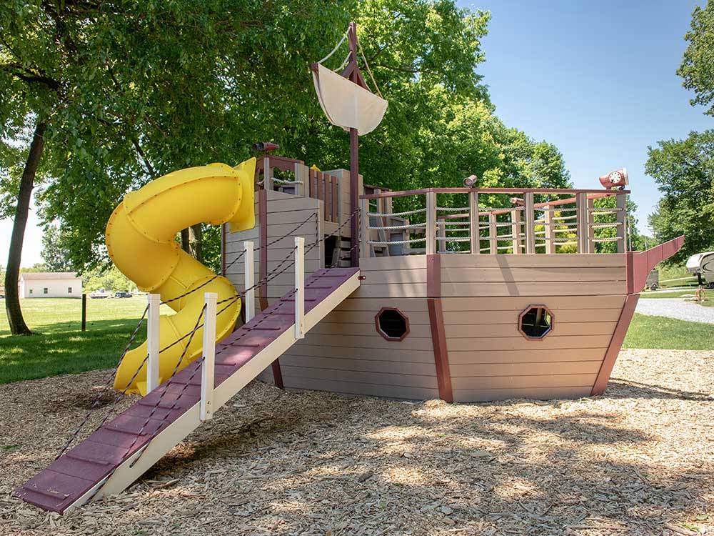 Sailing ship themed playground at COUNTRY ACRES CAMPGROUND