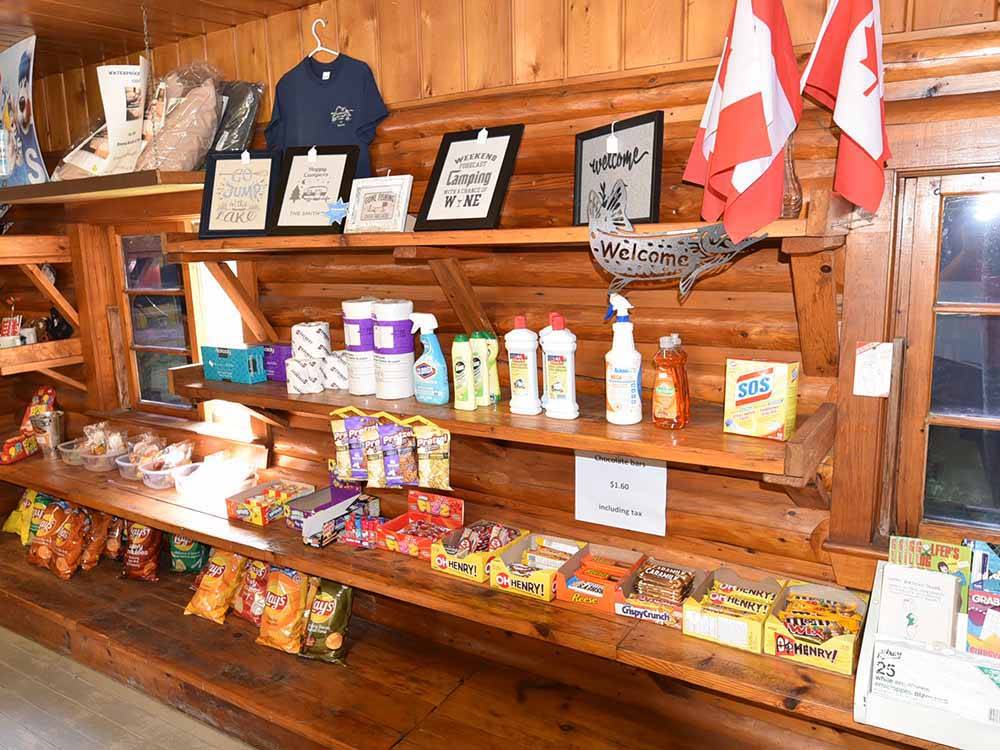 Merchandise in the general store at GLENROCK COTTAGES & TRAILER PARK