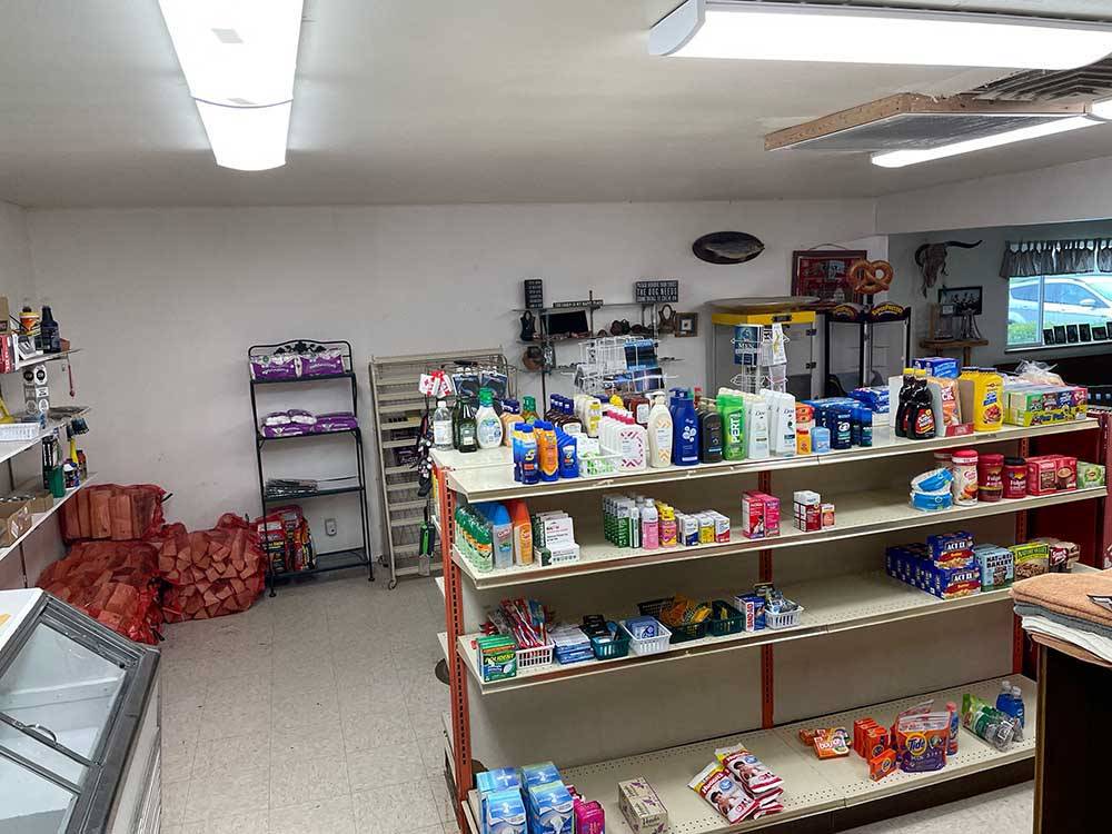 Full shelves in the general store at BRYCE-ZION CAMPGROUND