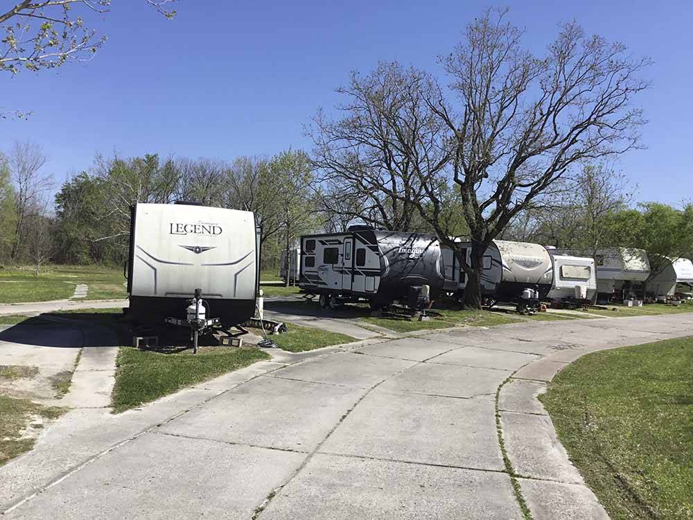 Some of the back-in RV sites at HOUSTON CENTRAL RV PARK