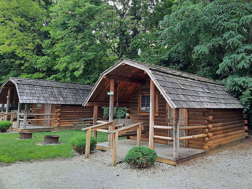 Two log rental cabins at LOUISVILLE NORTH CAMPGROUND