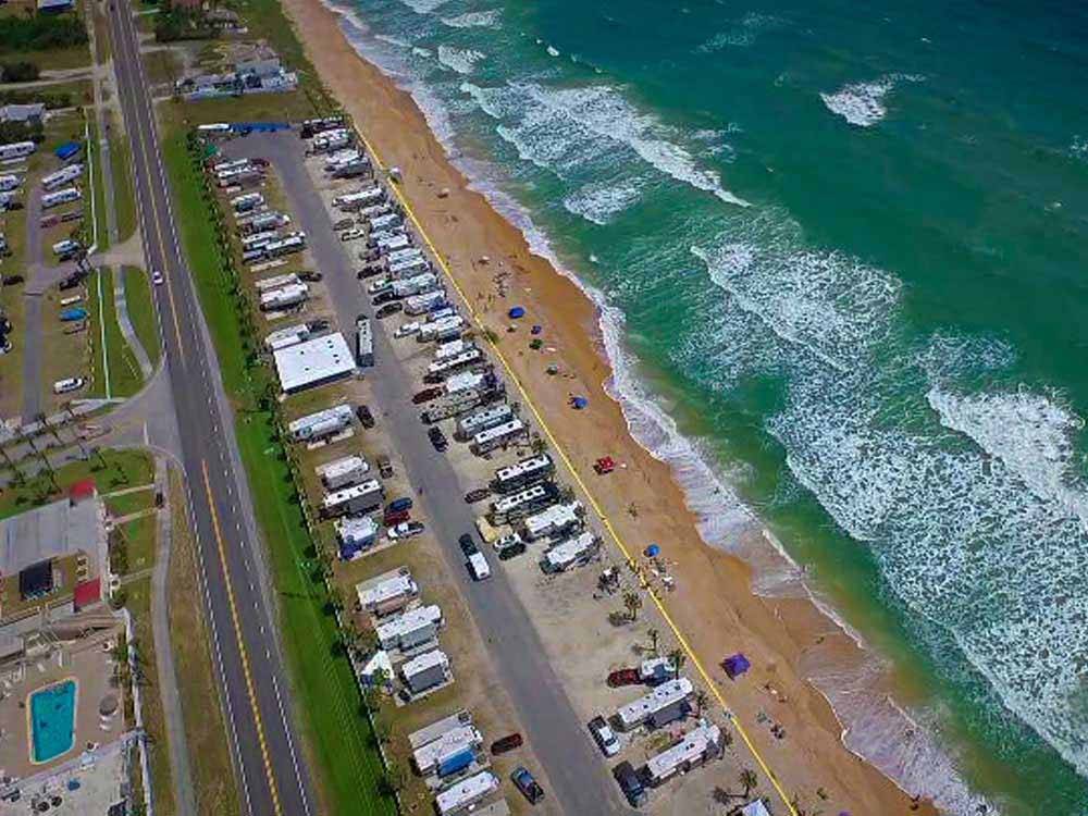 Amazing aerial view over resort at BEVERLY BEACH CAMPTOWN RV RESORT