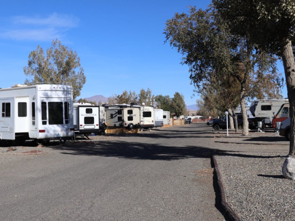Trailers in gravel sites at Silver State RV Park