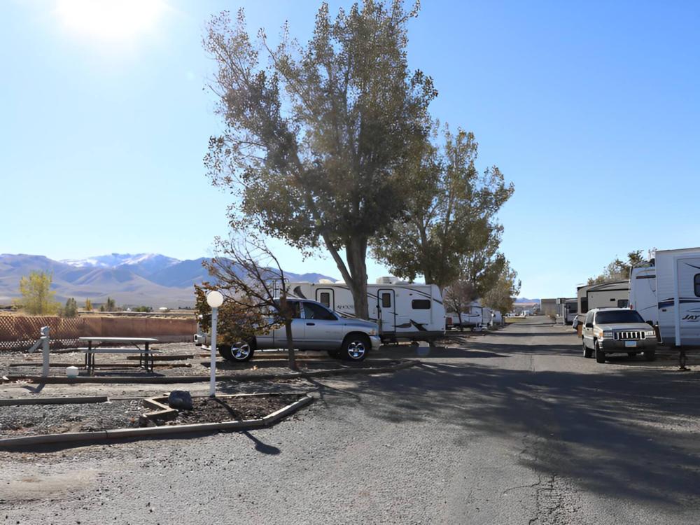 Parked trailers at site Silver State RV Park
