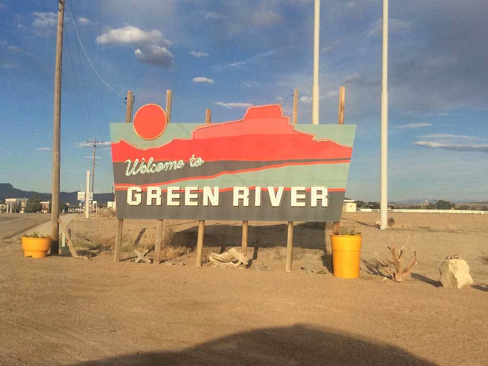 The "Welcome to Green River" sign at SHADY ACRES RV PARK