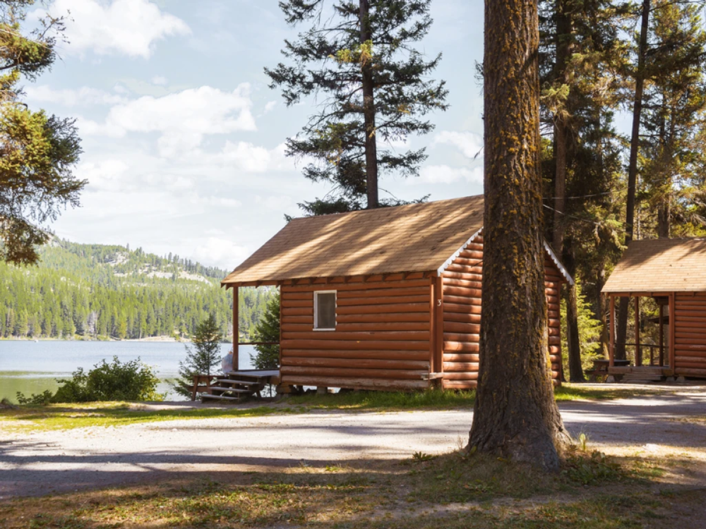 Wooden cabins at West Canada Creek Campsites