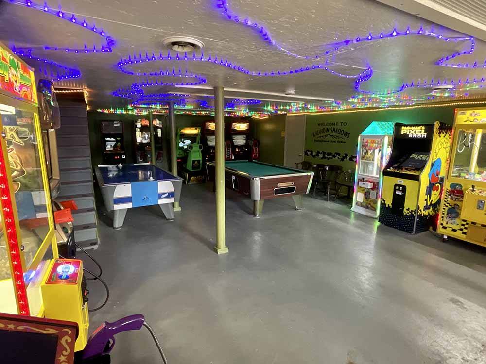 Video games in the arcade at KATAHDIN SHADOWS CAMPGROUND & CABINS