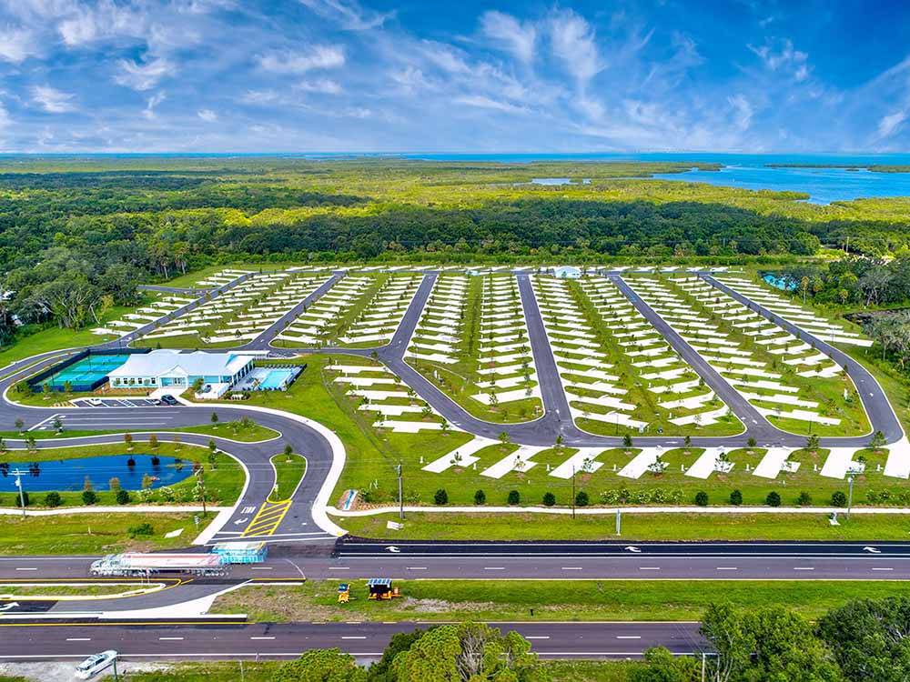 Amazing aerial view of the campground at ENCORE TERRA CEIA