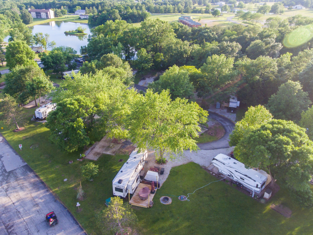 Aerial view of the park at Mark Twain Lake Jellystone Park