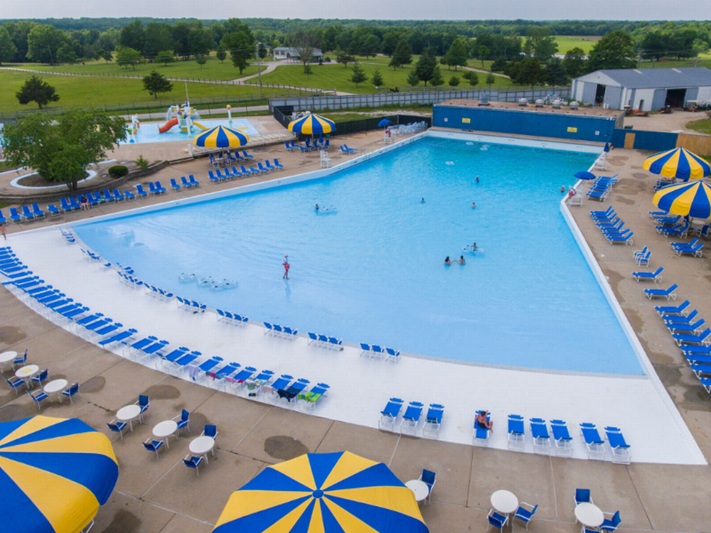 The huge pool area at Mark Twain Lake Jellystone Park