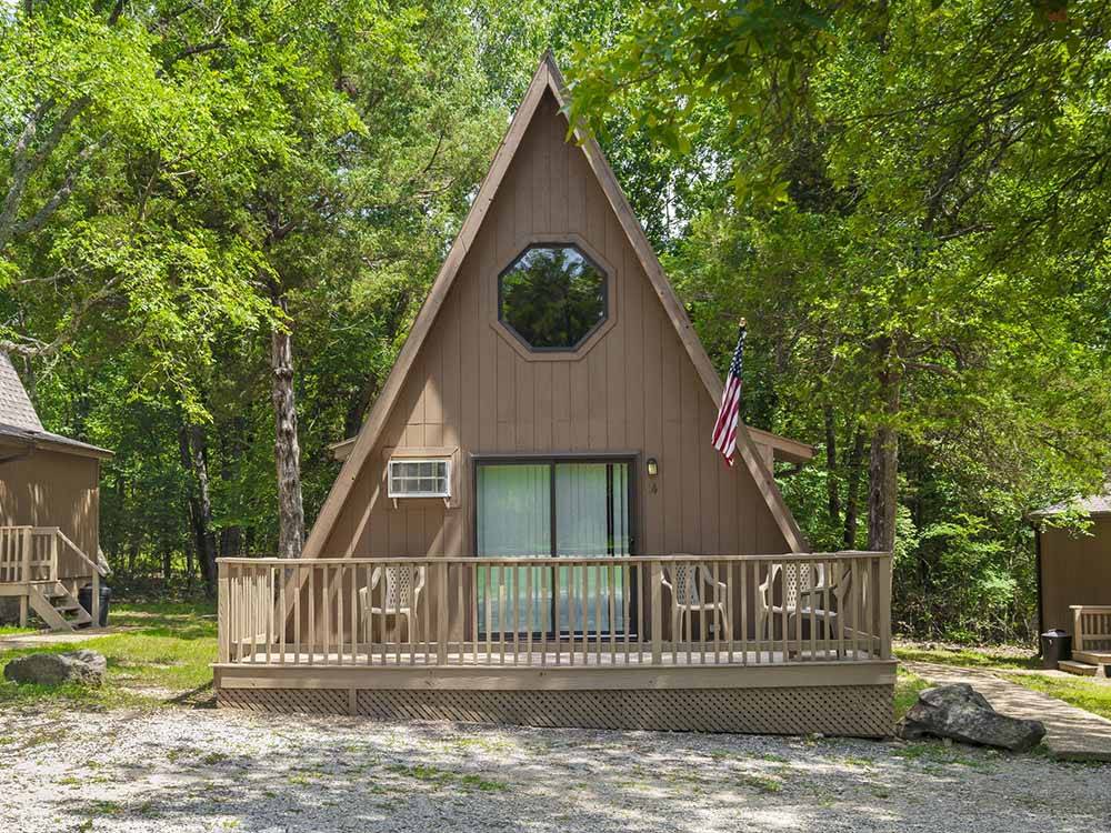 The A-shaped cabin rental at BAR M RESORT & CAMPGROUND