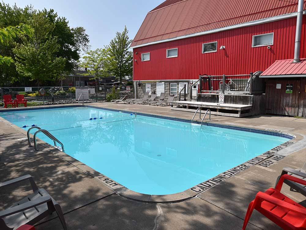 The empty swimming pool awaits you at CAMPARK RESORTS FAMILY CAMPING & RV RESORT