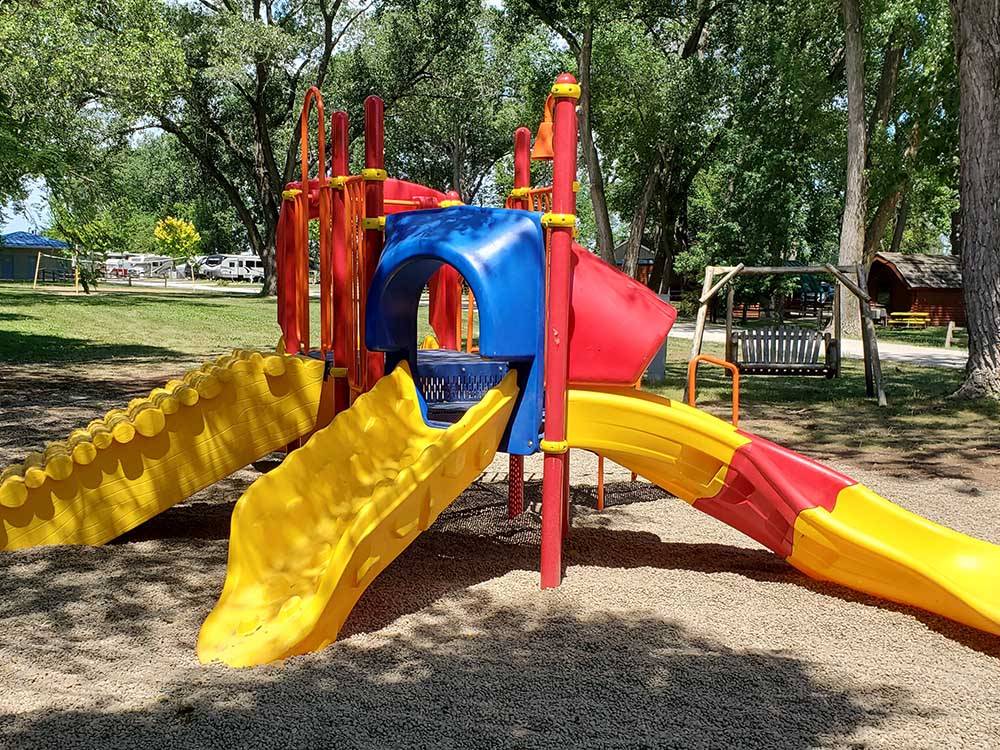 The yellow slides for the kids at CAMELOT CAMPGROUND QUAD CITIES