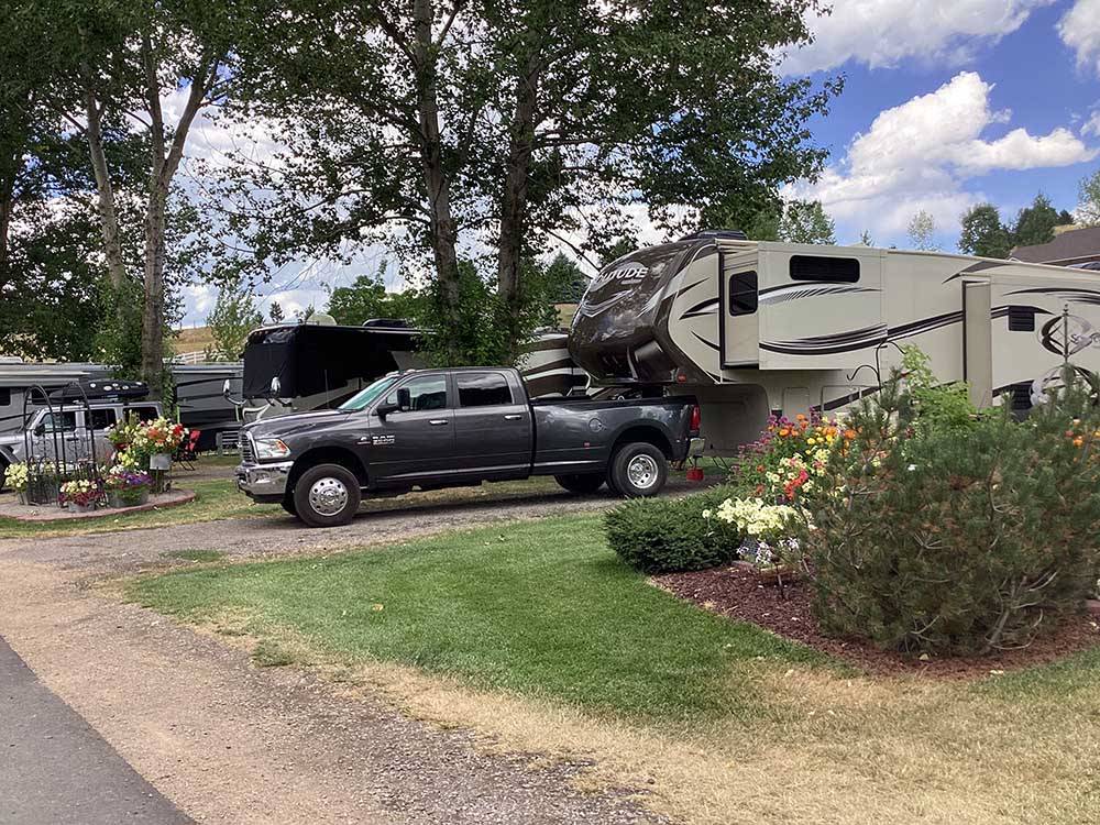 A group of gravel RV sites at JIM & MARY'S RV PARK