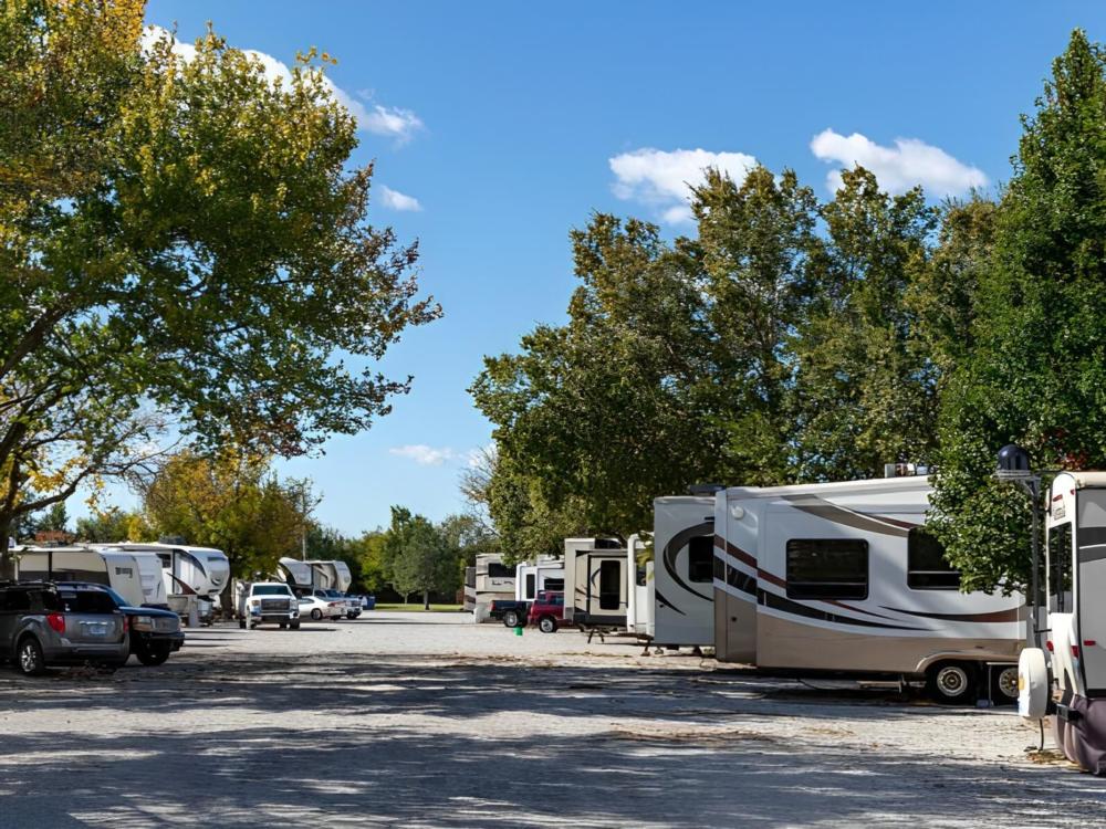 Parked trailers at site Camp The Range