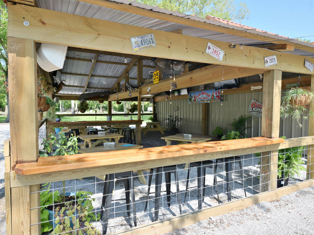 Covered panic area at site Cajun Heritage RV Park