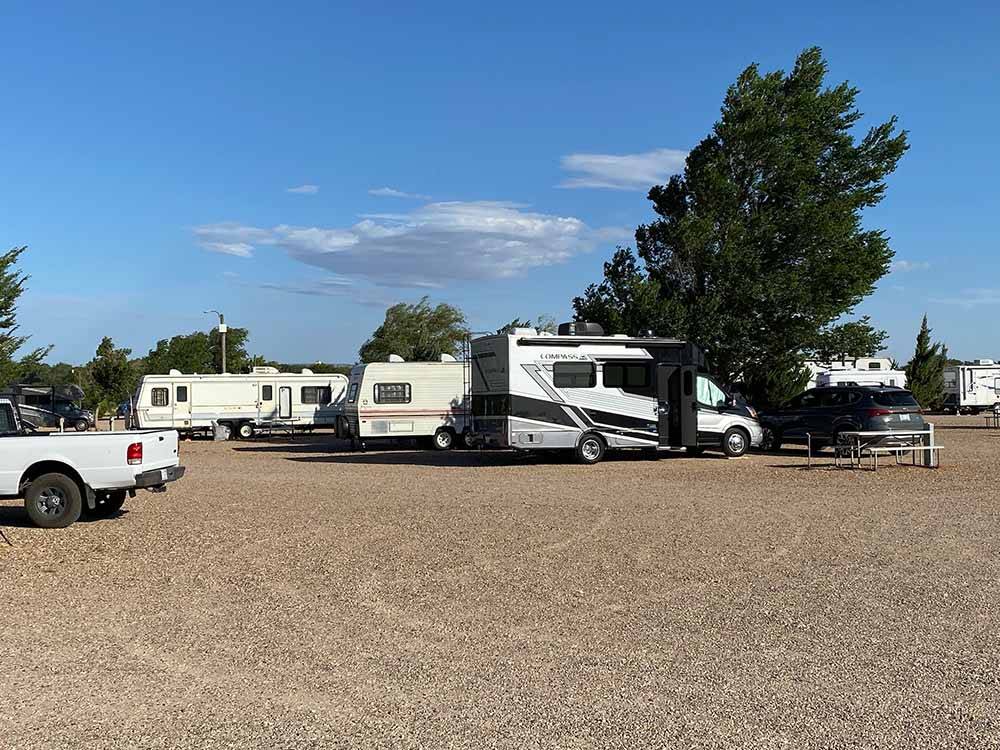 A group of gravel RV sites at MOUNTAIN ROAD RV PARK