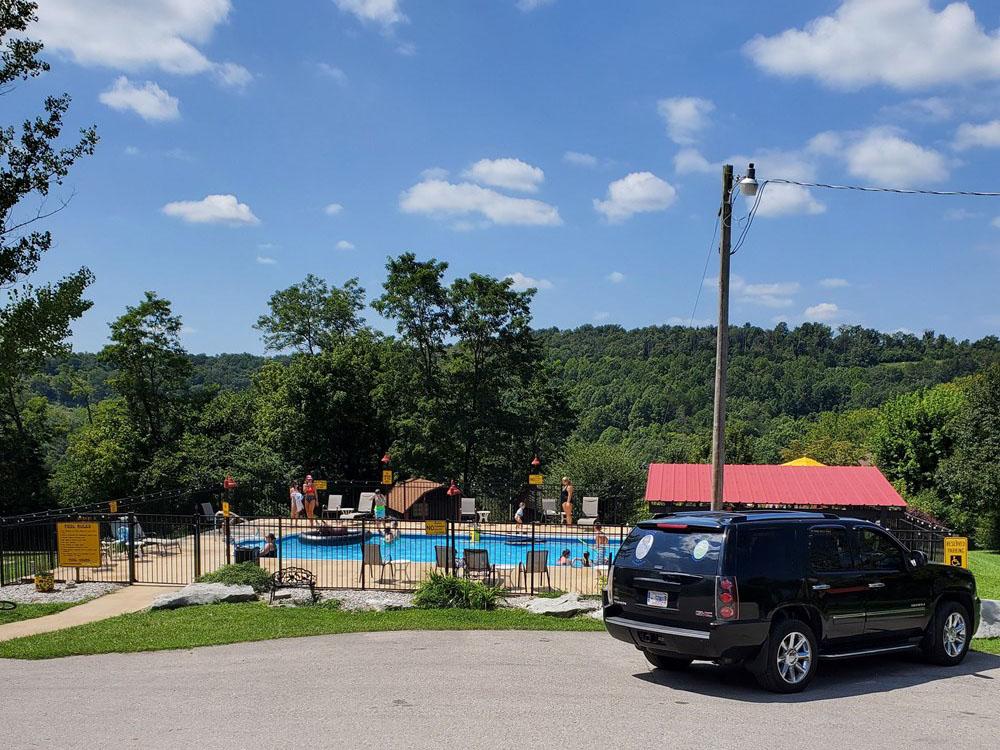 The fenced in swimming pool at RENFRO VALLEY KOA HOLIDAY