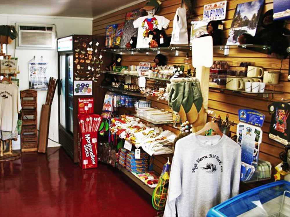 Merchandise in the general store at HIGH SIERRA RV & MOBILE PARK