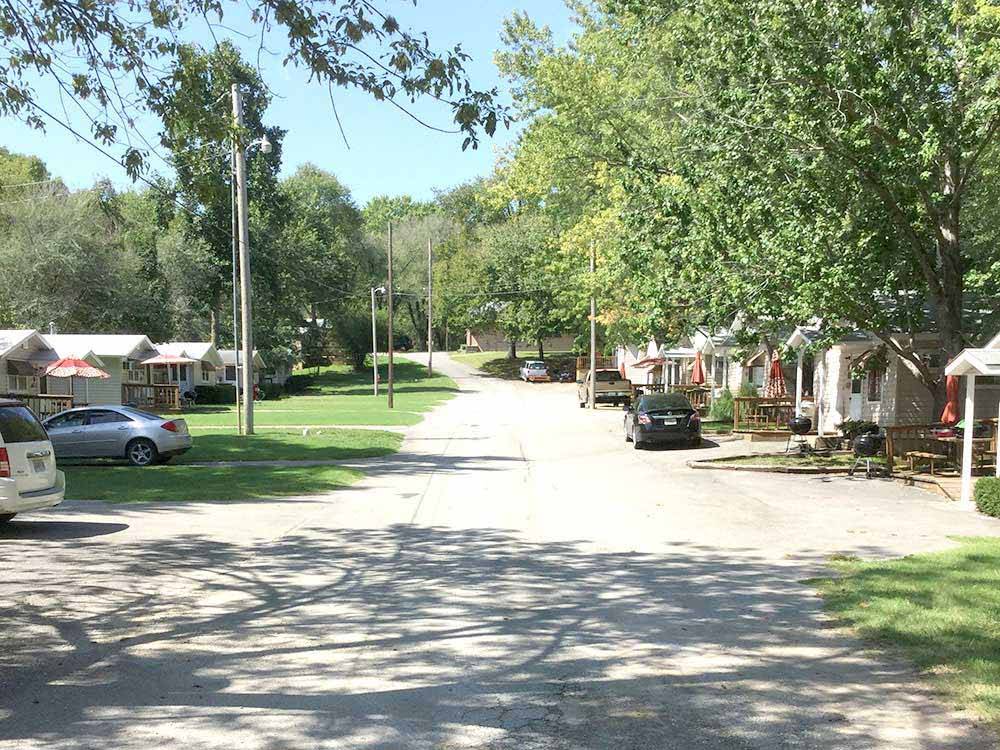 The road between manufactured homes at COOPER CREEK RESORT & CAMPGROUND