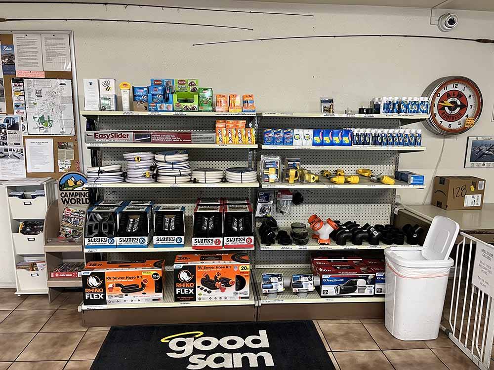 RV supplies in the general store at CANYON TRAIL RV PARK