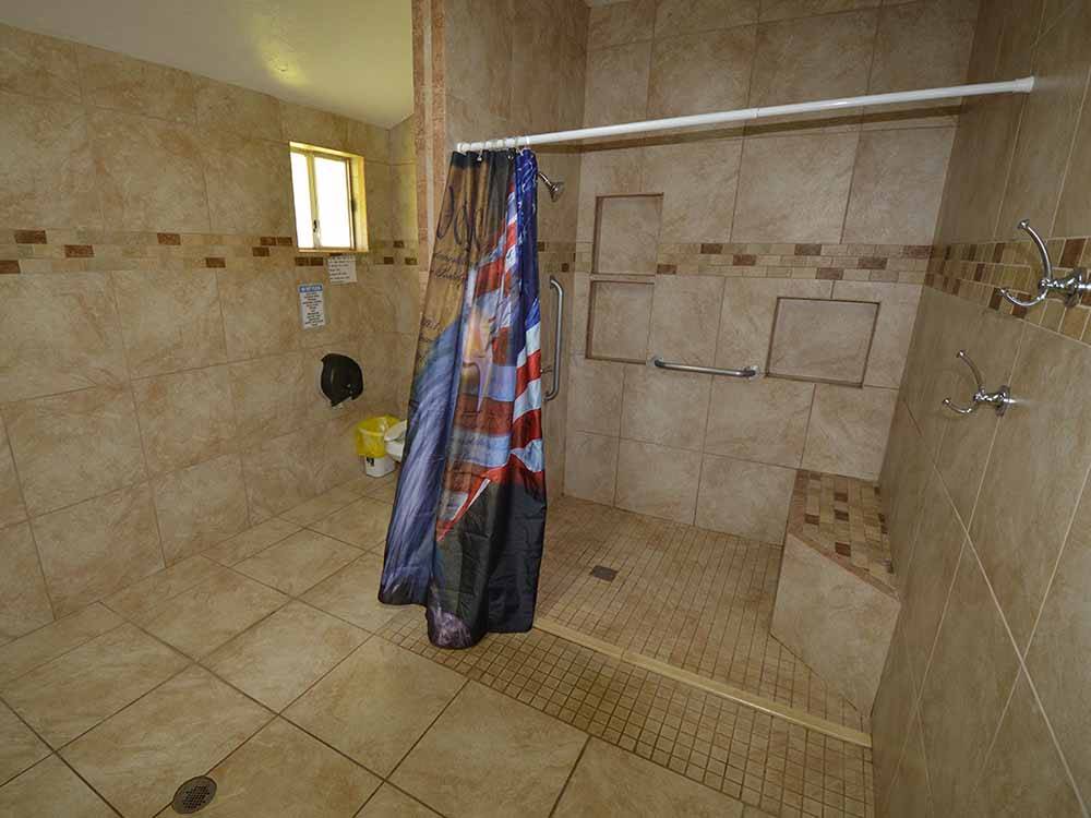 The interior of the clean shower stall at LUBBOCK RV PARK