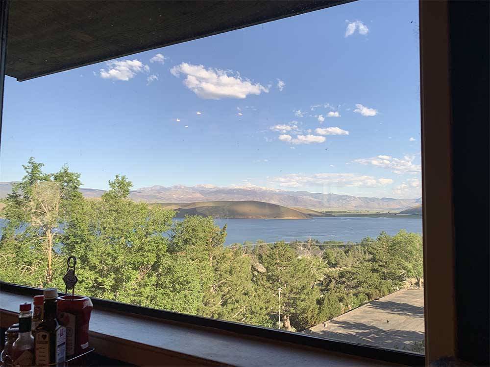 A view of the water from the restaurant at TOPAZ LODGE RV PARK & CASINO