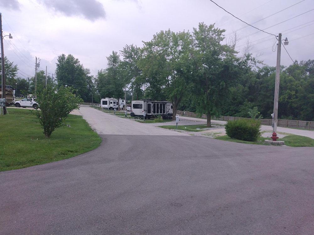 The road going thru the RV sites at PINE GROVE MHC & RV COMMUNITY