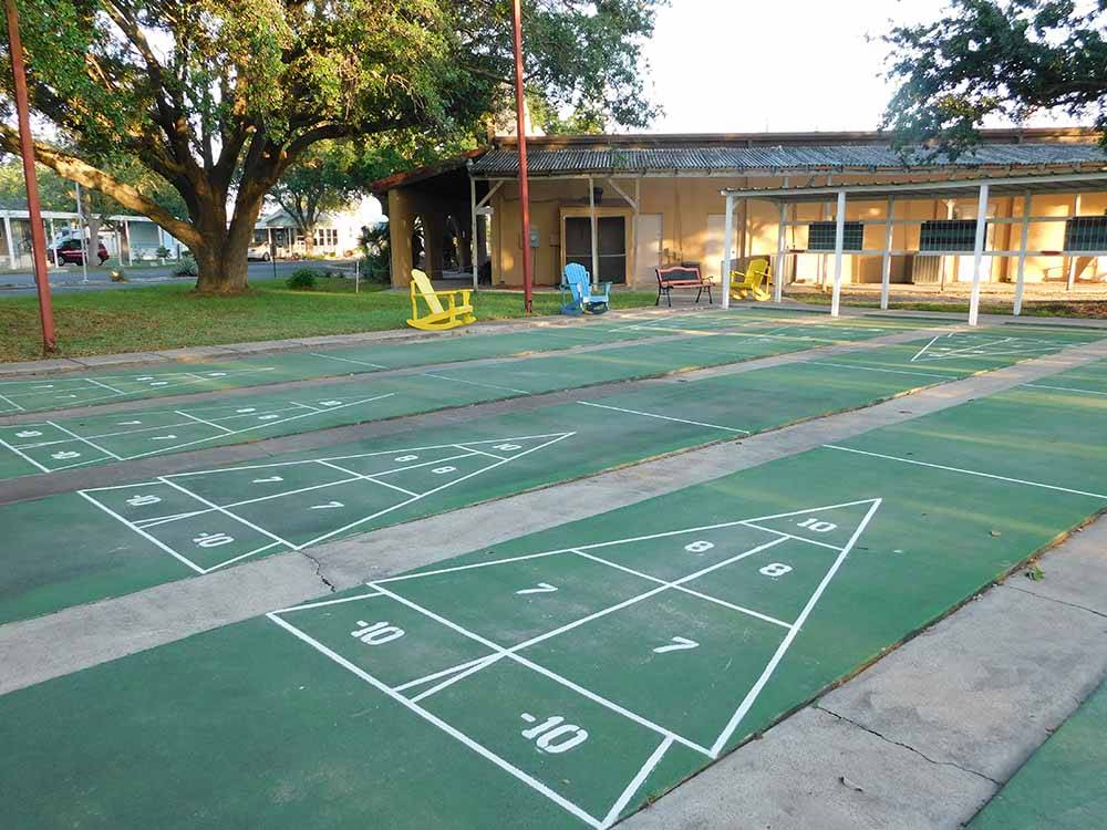 A view of the shuffleboard courts at FIG TREE RV RESORT