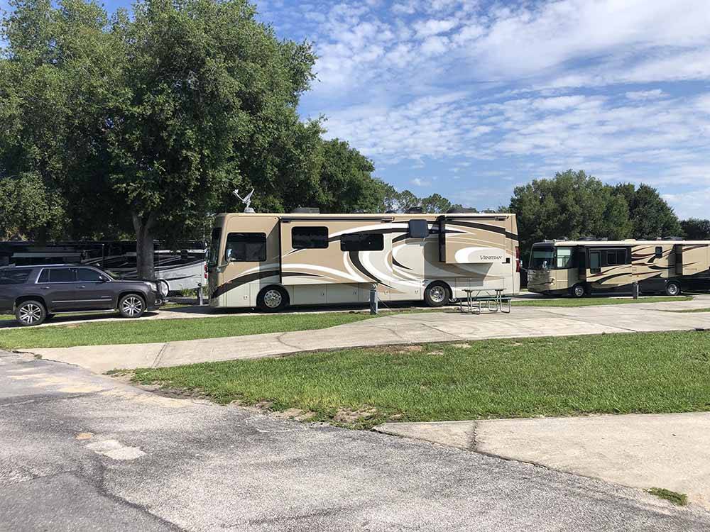 Some of the paved RV sites at RAINBOW CHASE RV RESORT