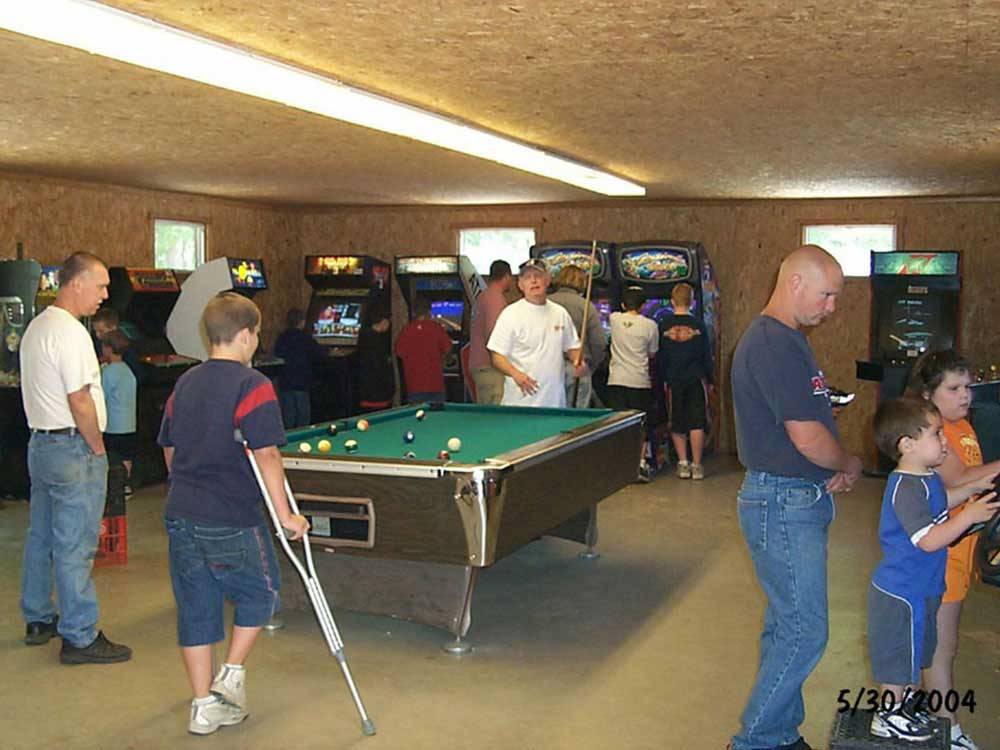 Pool table in game room at BLACK BEAR CAMPGROUND