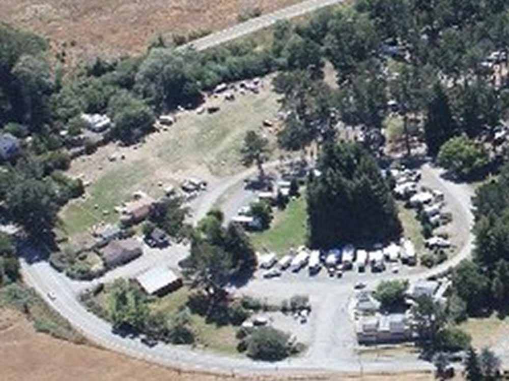 An aerial view of the campsites at OLEMA CAMPGROUND