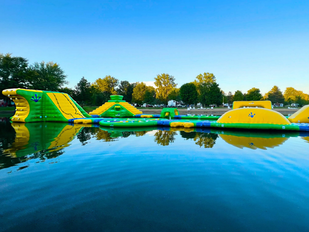 Lake play area at Walnut Hills Family Campground