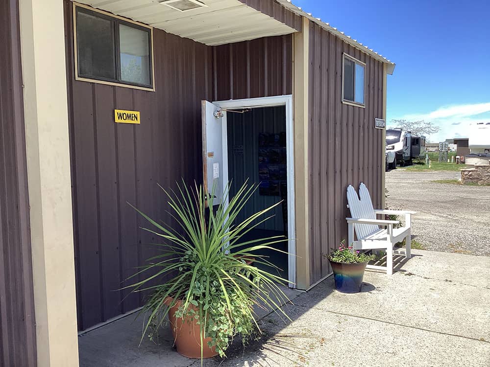 Side view of the women's restroom