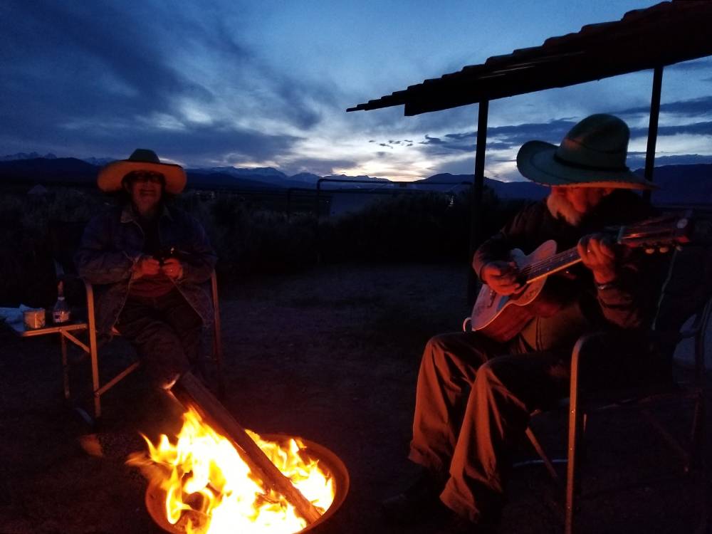 Playing music by the fire