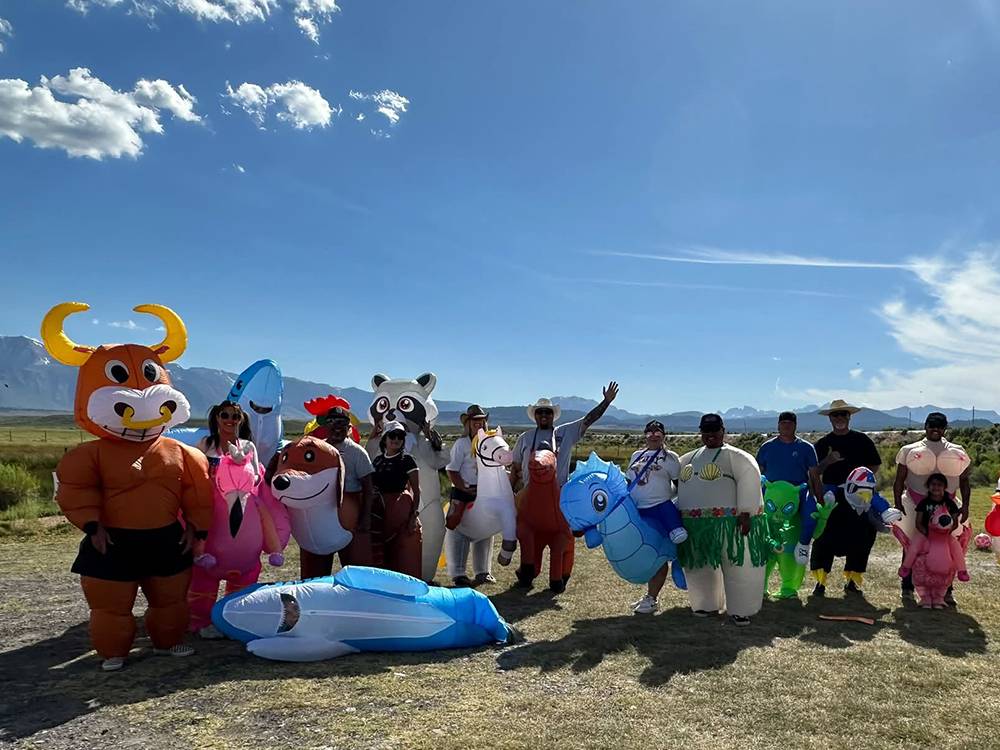 Group of people in inflatables