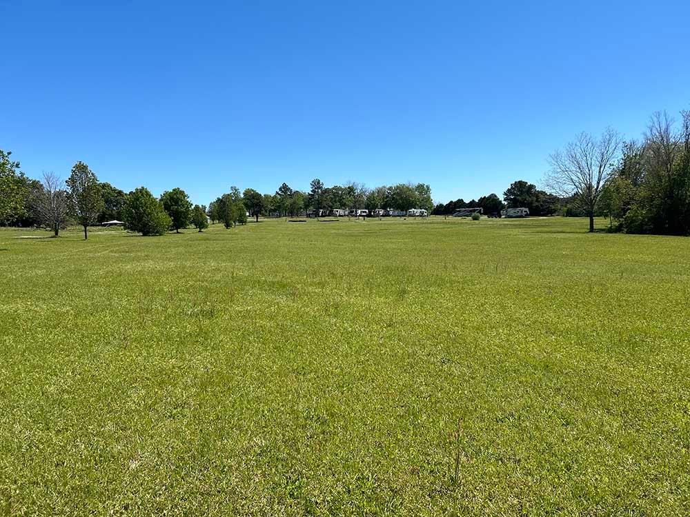 View of a large, green grassy area at TIFTON RV PARK I-75 (FORMERLY TIFTON KOA)