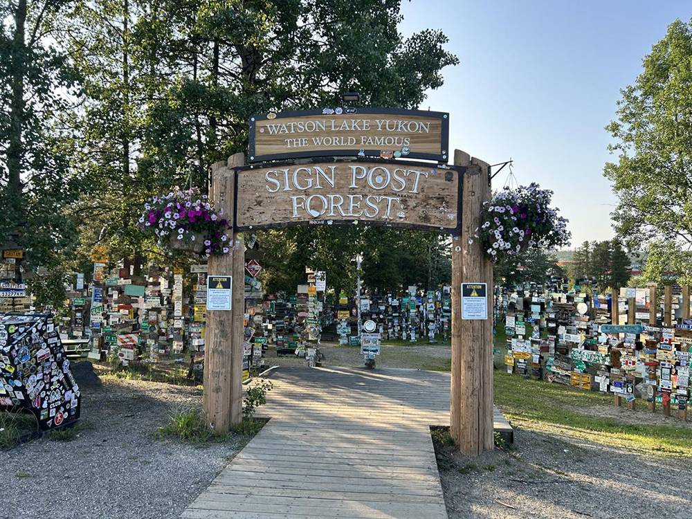 Entrance to Sign Post Forest in nearby Watson Lake