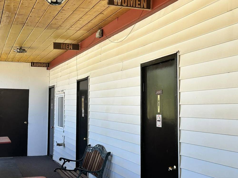 Laundry, men's restroom and ladies restroom