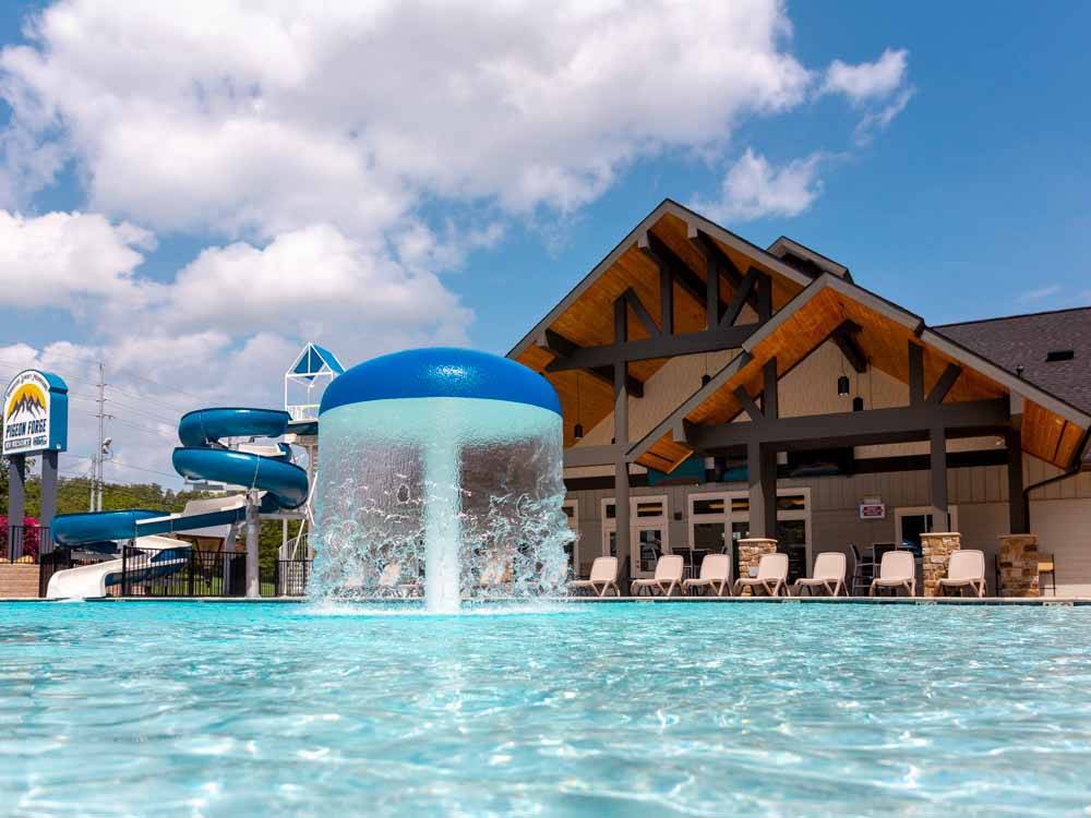 The splash zone in the swimming pool at PIGEON FORGE RV RESORT